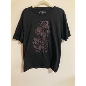 Ariat Boyfriend Fit Black Shirt Size XL Graphic Boot Short Sleeve Women